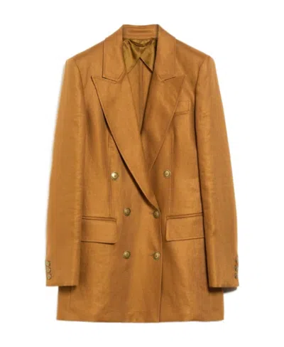 Max Mara Double-breasted Suit Jacket In Brown