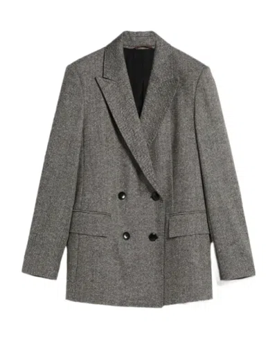 Max Mara Double-breasted Suit Jacket In Gray