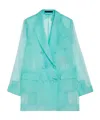 Max Mara Negrar Organza Double-breasted Blazer In Green