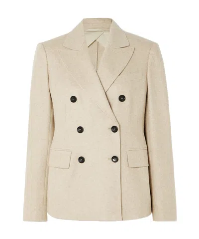 Max Mara Double-breasted Suit Jacket In Nude