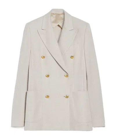 Max Mara Double-breasted Suit Jacket In White