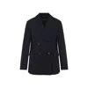 Max Mara Double-breasted Tailored Black Wool Jacket In Blue