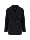 Max Mara Double-breasted Tailored Blazer With Notched Lapel In Blue
