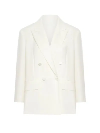 Max Mara Double-breasted Tailored Blazer With Notched Lapels In White
