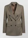 Max Mara Double Breasted Tailored Jacket Front Pockets In Brown