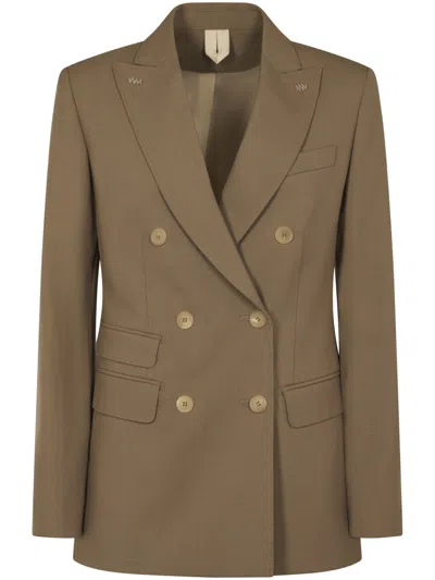 Max Mara Double-breasted Tailored Jacket With Notch Lapel In Brown