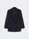 Max Mara Double-breasted Technical Wool Blazer In Blue