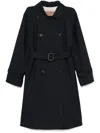 Max Mara Navy Blue Gabardine-weave Trench Coat