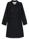 Max Mara Navy Blue Gabardine-weave Trench Coat