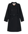 Max Mara Navy Blue Gabardine-weave Trench Coat In Black