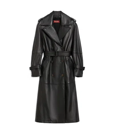 Max Mara Double-breasted Trench Coat In Black