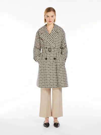 Max Mara Double-breasted Trench Coat In Jacquard Technical Cotton In Neutral