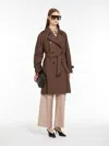 Max Mara Double-breasted Trench Coat In Water-resistant Cotton Twill In Tobacco