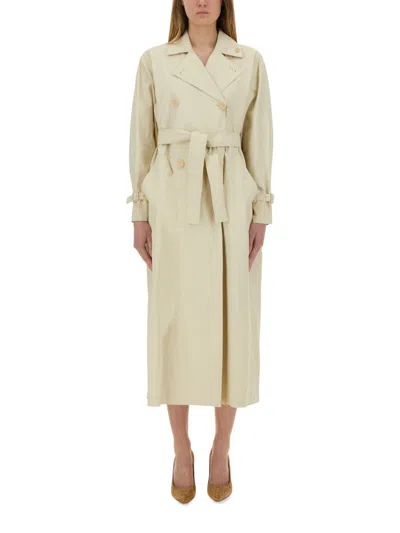 Max Mara Double-breasted Trench Coat "ronco" In Animal Print