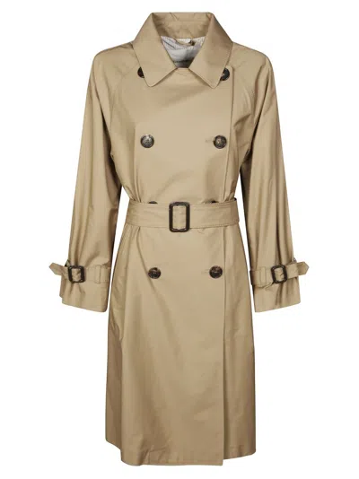 Max Mara Double-breasted Trench Coat With Belted Waist In Nude
