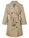 Max Mara Double-breasted Trench Coat With Belted Waist In Neutral
