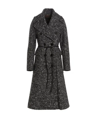 Max Mara Double-breasted Tweed Coat In Gray