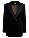 Max Mara Velvet Blazer With Satin Lapels And Buttons In Black