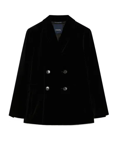 Max Mara Double-breasted Velvet Jacket In Black
