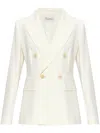 Max Mara Double-breasted Virgin-wool Blazer In 白色