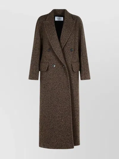 Max Mara Double Breasted Virgin Wool Coat In Brown