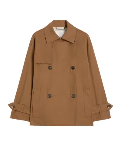 Max Mara Double-breasted Water-repellent Cotton Trench Coat In Brown