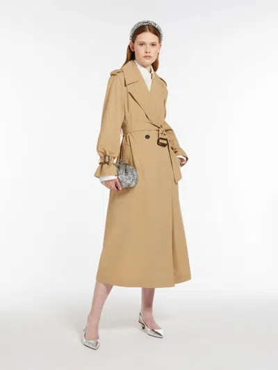 Max Mara Double-breasted Water-repellent Gabardine Trench Coat In Neutral