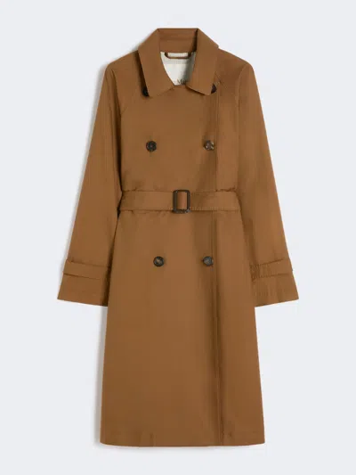 Max Mara Double-breasted Water-repellent Twill Trench Coat In Brown