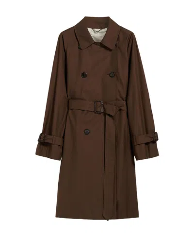 Max Mara Double-breasted Waterproof Trench Coat In Brown