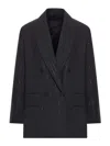 Max Mara Double-breasted Wool And Sequin Blazer In Black