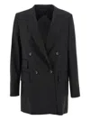 Max Mara Double Breasted Blazer In Wool Blend In Black