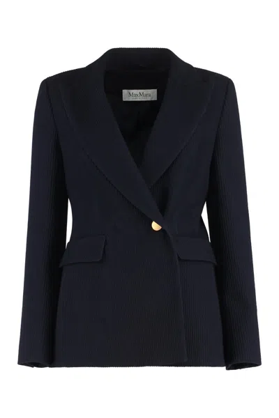 Max Mara Double-breasted Wool Blazer In Blue