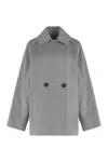 Max Mara Studio Double-breasted Wool Blazer In Gray