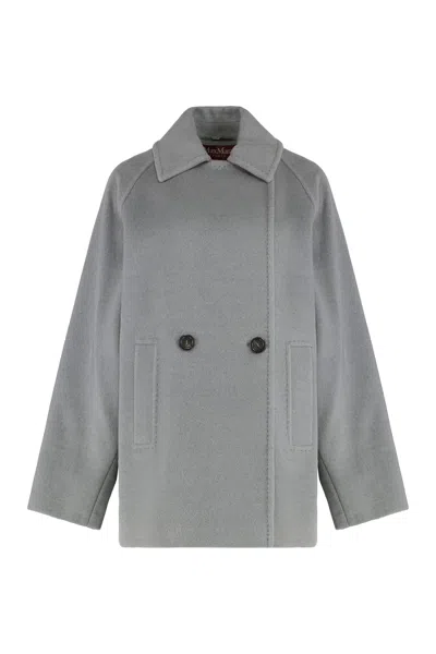 Max Mara Studio Double-breasted Wool Blazer In Gray
