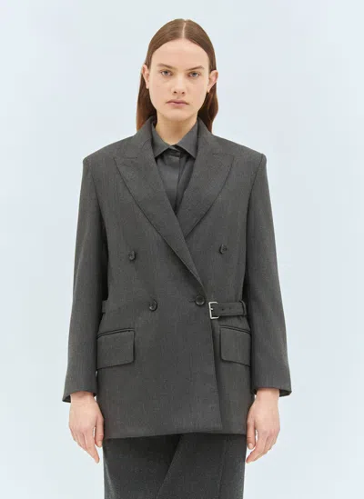 Max Mara Double-breasted Wool Blazer In Grey