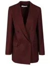 Max Mara Double-breasted Wool Blazer Jackets Bordeaux In Burgundy
