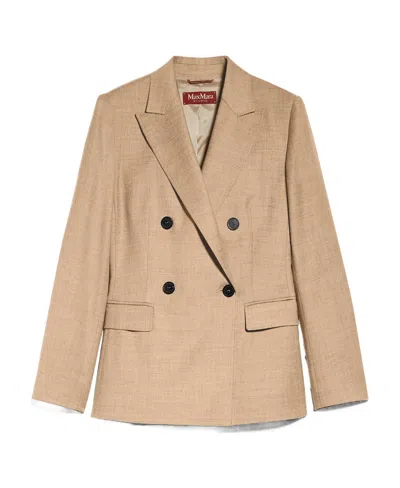 Max Mara Double-breasted Wool Blazer In Nude