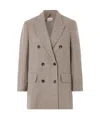 Max Mara Double-breasted Wool-blend Blazer In Gray