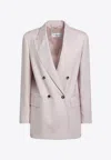 Max Mara Ombrosa Double Breasted Wool Blazer Jackets Rose In Pink