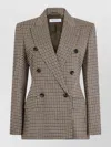 Max Mara Double-breasted Pied De Poule Wool-blend Blazer In Gray
