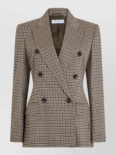 MAX MARA DOUBLE BREASTED WOOL BLEND TAILORED BLAZER
