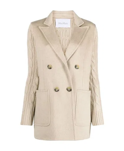 Max Mara Double-breasted Wool Cashmere Casual Jacket In Beige