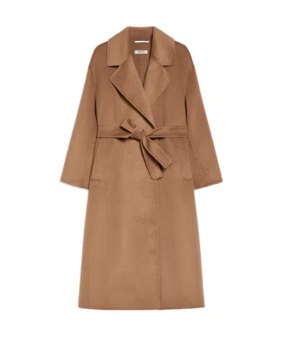 Max Mara Double-breasted Wool Cashmere Coat In Brown