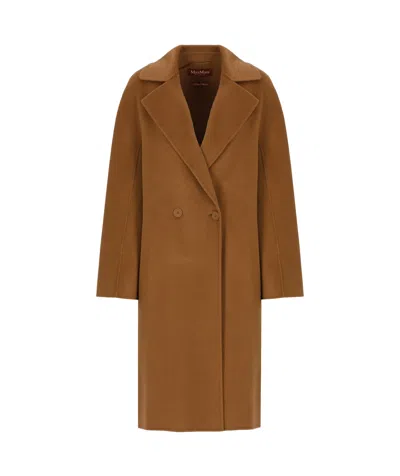 Max Mara Double-breasted Wool Cashmere Coat In Brown