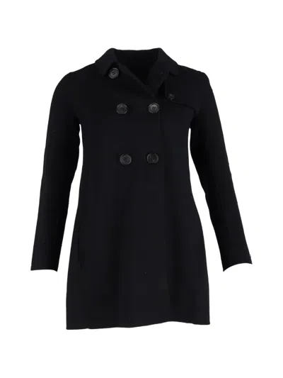 Pre-owned Max Mara Double-breasted Wool Coat In Black