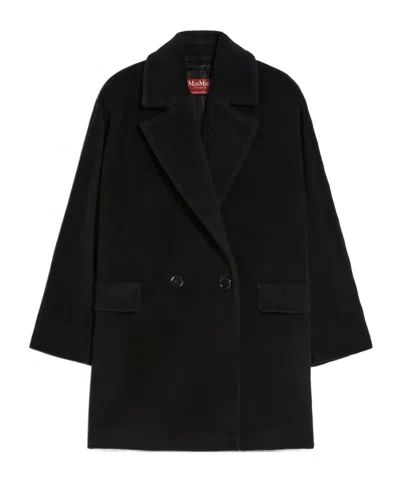 Max Mara Studio Molo Double-breasted Long-sleeved Coat In Black