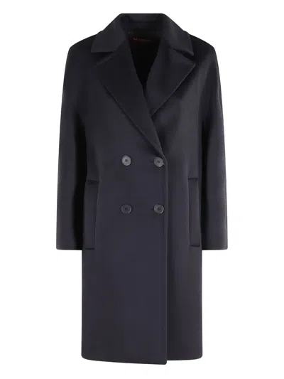 Max Mara Studio Double-breasted Wool Coat In Black