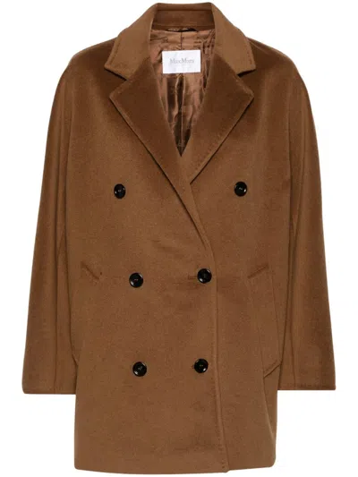 Max Mara Double-breasted Wool Coat In Brown