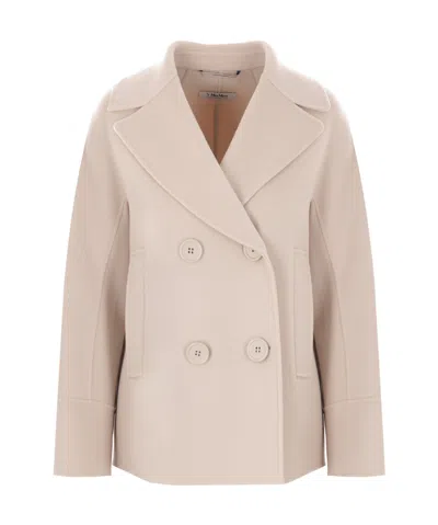 Max Mara Double-breasted Wool Coat In Nude