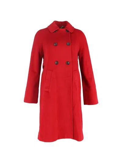 Pre-owned Max Mara Double-breasted Wool Coat In Red